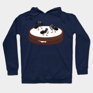 Happy ants ice skating on cookie cartoon Hoodie